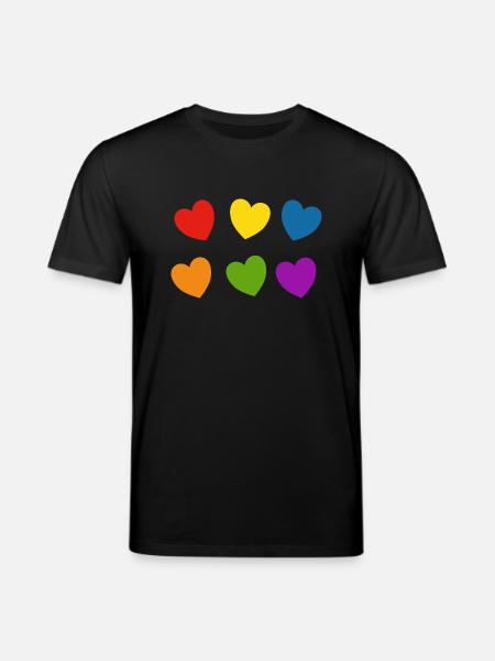Rainbow hearts Pride - Stanley/Stella CREATOR Unisex Organic T-Shirt - black