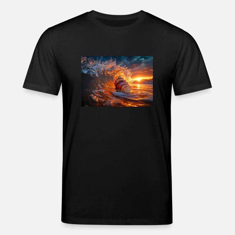 Sunset Wave & Seashell Symphony - T-shirt bio CREATOR Stanley/Stella Unisexe - noir