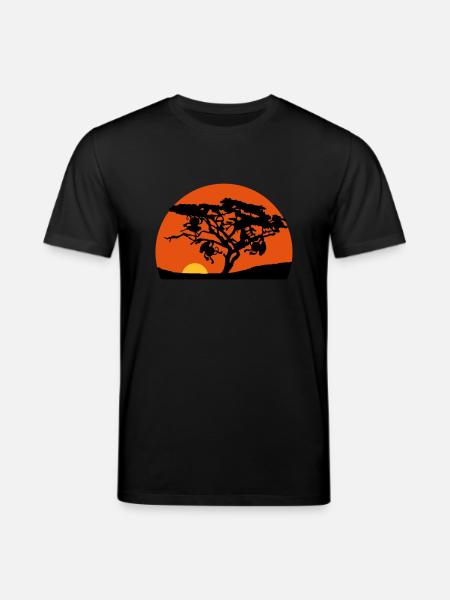 Africa tree sunset monkey - Stanley/Stella CREATOR Unisex Organic T-Shirt - black