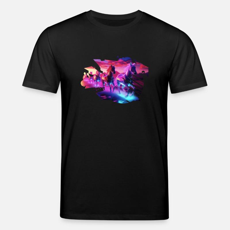 Troupeau électrique - Synthwave Horses - T-shirt bio CREATOR Stanley/Stella Unisexe - noir
