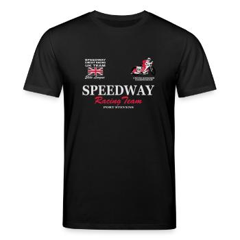Speedway Poloshirt UK-Team - Stanley/Stella CREATOR Unisex Organic T-Shirt - black - Front - Alina (178cm) & Michal (187cm)