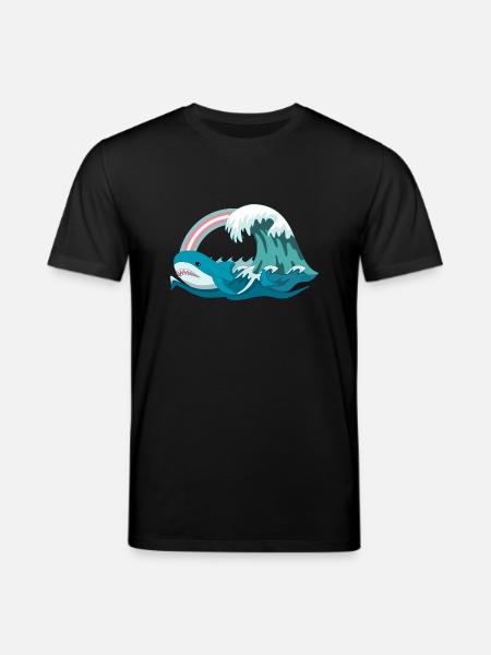 Pride Blahaj Pastel Rainbow - Stanley/Stella CREATOR Unisex Organic T-Shirt - black