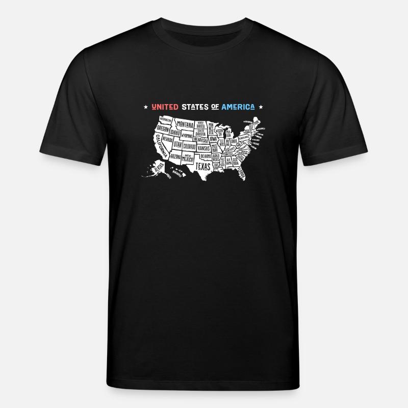 American Map Graphic Art - T-shirt bio CREATOR Stanley/Stella Unisexe - noir