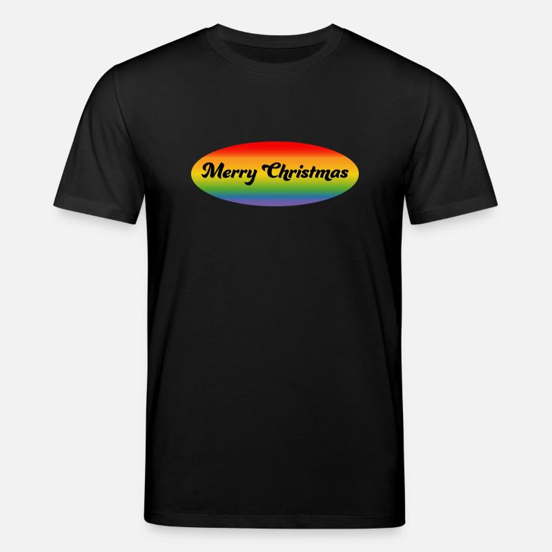 LGBTQI Joyeux Noël Arc-en-ciel Ovale - T-shirt bio CREATOR Stanley/Stella Unisexe - noir