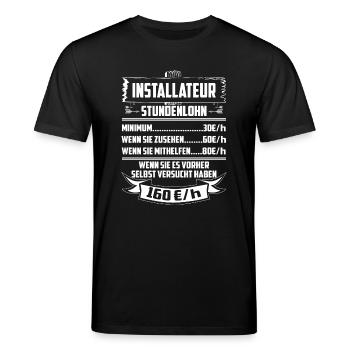 Installateur Stundenlohn - Stanley/Stella Unisex Bio-T-Shirt CREATOR  - Schwarz - Vorne - Alina (178cm) & Michal (187cm)