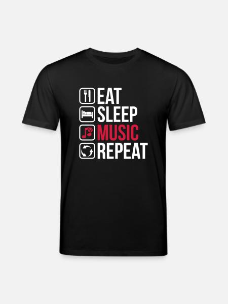 Eat Sleep Music Repeat - Stanley/Stella CREATOR Unisex Organic T-Shirt - black