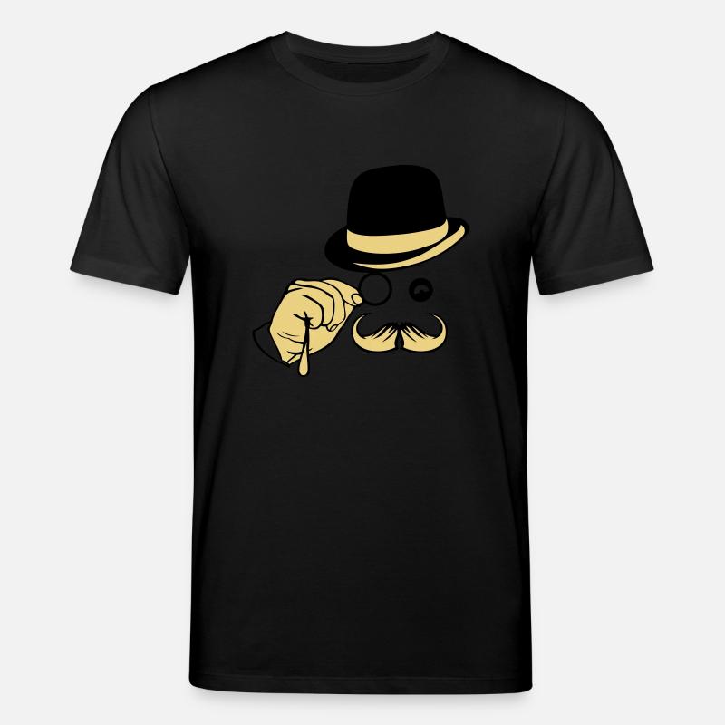 Smiley-Hut Monokel Schnurrbart Melone - Stanley/Stella Unisex Bio-T-Shirt CREATOR  - Schwarz