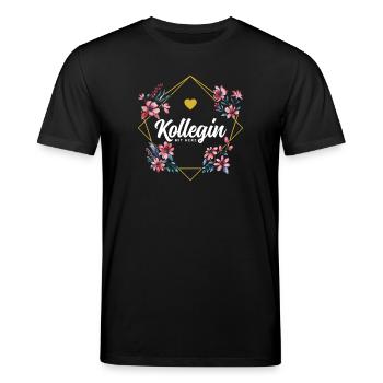 Kollegin mit Herz - Stanley/Stella Unisex Bio-T-Shirt CREATOR  - Schwarz - Vorne - Alina (178cm) & Michal (187cm)
