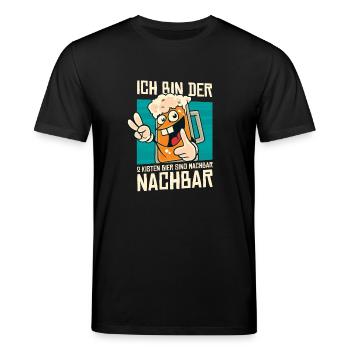 Ich bin der 2 Kisten Bier sind machbar Nachbar - Stanley/Stella Unisex Bio-T-Shirt CREATOR  - Schwarz - Vorne - Alina (178cm) & Michal (187cm)