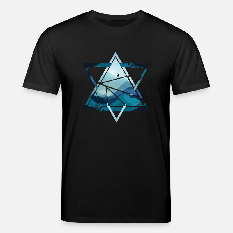 Triangle mountains with deer - Stanley/Stella CREATOR Unisex Organic T-Shirt - black