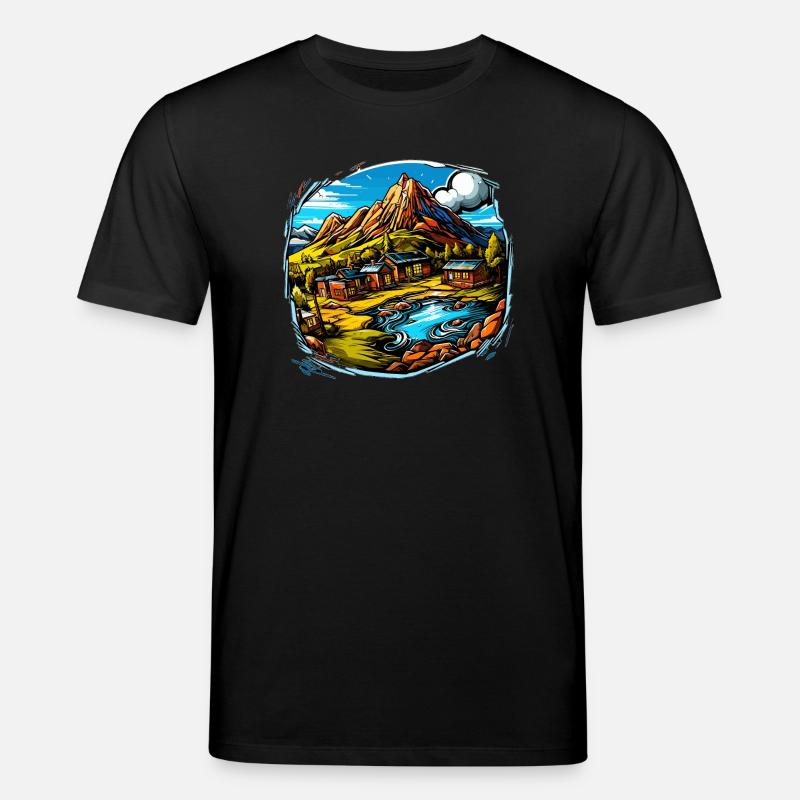 Paysage - Illustration - T-shirt bio CREATOR Stanley/Stella Unisexe - noir