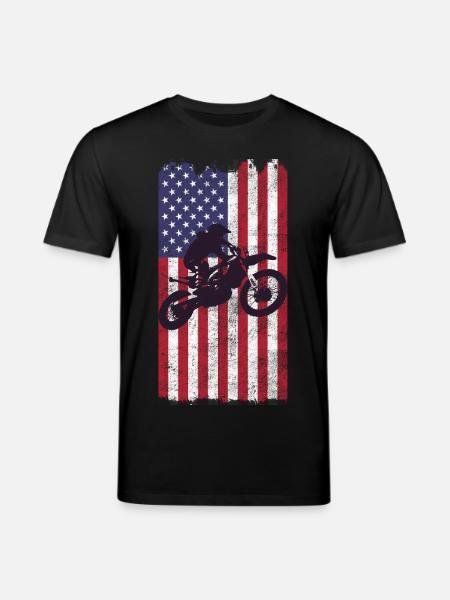 Dirt Biking USA Flag  - Stanley/Stella CREATOR Unisex Organic T-Shirt - black