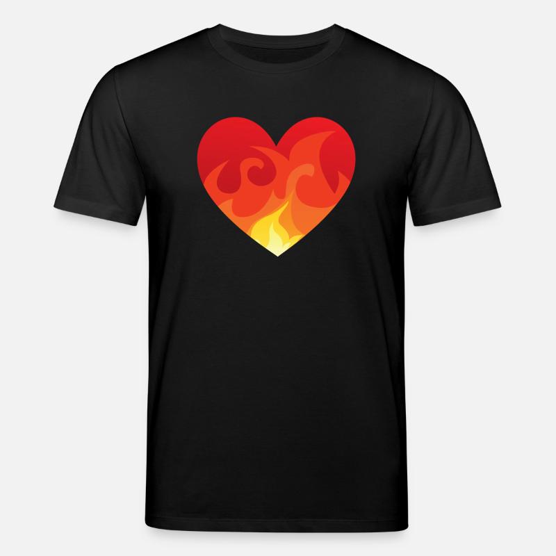 Heart with fire de - Stanley/Stella Unisex Bio-T-Shirt CREATOR - Schwarz