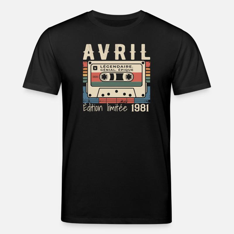 avril 1981 April 1981  - T-shirt bio CREATOR Stanley/Stella Unisexe - noir