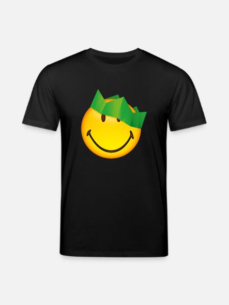 Smiley Green Crown - Stanley/Stella CREATOR Unisex Organic T-Shirt - black