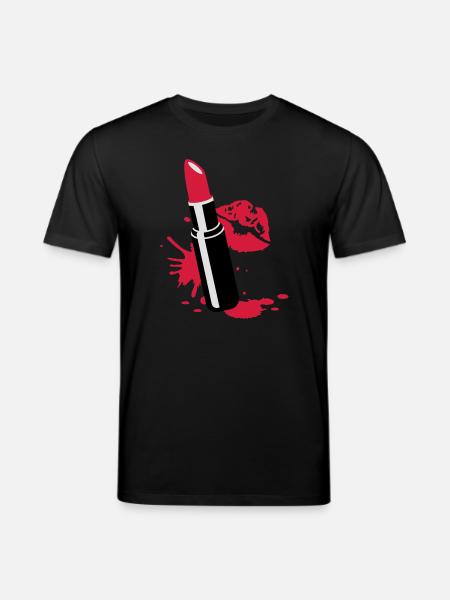 Lipstick with kissing lips - Stanley/Stella CREATOR Unisex Organic T-Shirt - black
