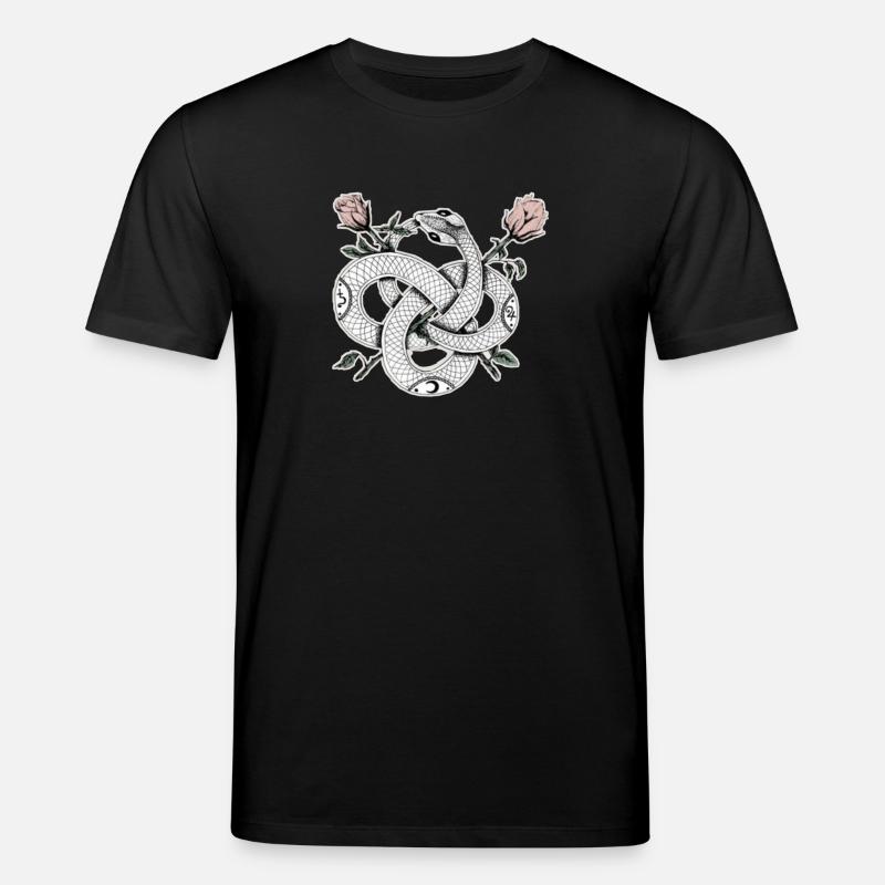 Schlangen-Design mit Rosen - Stanley/Stella Unisex Bio-T-Shirt CREATOR  - Schwarz
