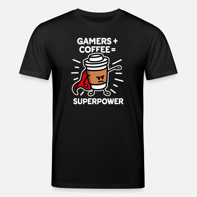 Spieler + Kaffee = Supermacht - Superheld - Held - Stanley/Stella Unisex Bio-T-Shirt CREATOR  - Schwarz