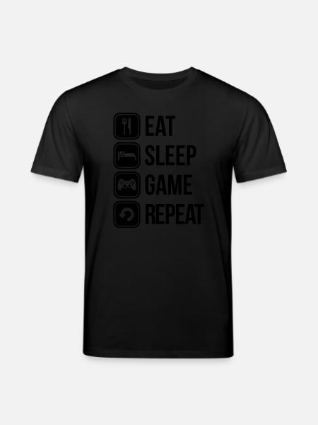 eat sleep game repeat - Stanley/Stella CREATOR Unisex Organic T-Shirt - black
