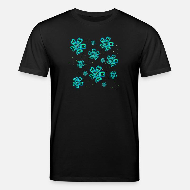 Blumenmuster türkis, blumendrucke mädchen - Stanley/Stella Unisex Bio-T-Shirt CREATOR  - Schwarz