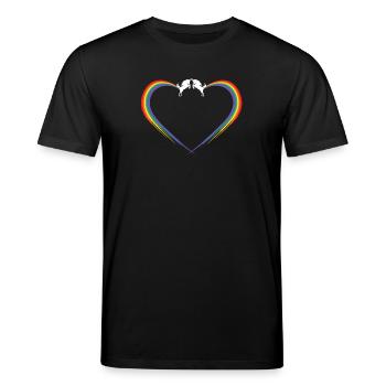 Einhorn Paar Regenbogen Furz Herz - Stanley/Stella Unisex Bio-T-Shirt CREATOR  - Schwarz - Vorne - Alina (178cm) & Michal (187cm)