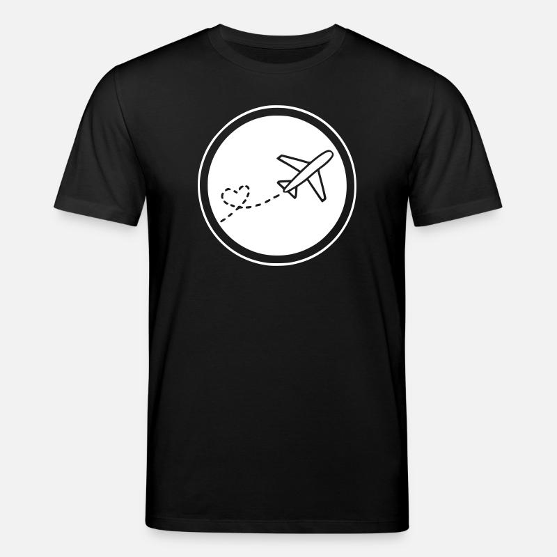 Flugzeug fliegt Herz - Stanley/Stella Unisex Bio-T-Shirt CREATOR  - Schwarz