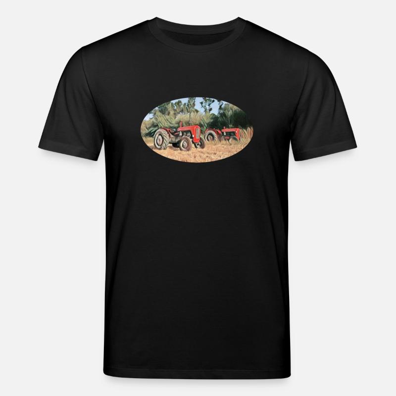 Rote Traktoren im Feld - Stanley/Stella Unisex Bio-T-Shirt CREATOR  - Schwarz