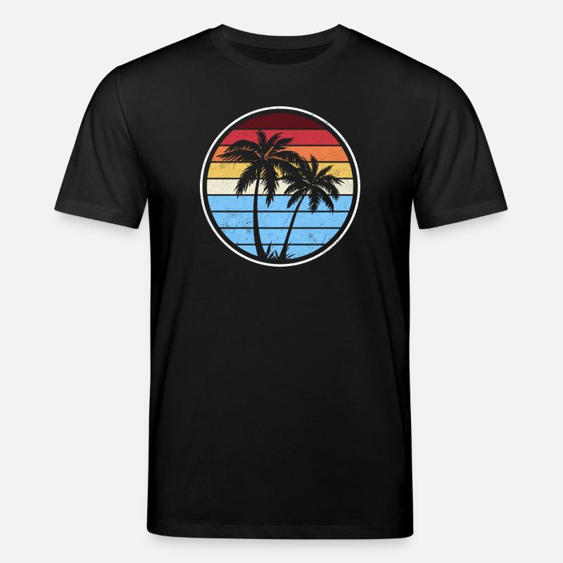 Retro Palm Sunset Circle - Stanley/Stella CREATOR Unisex Organic T-Shirt - black