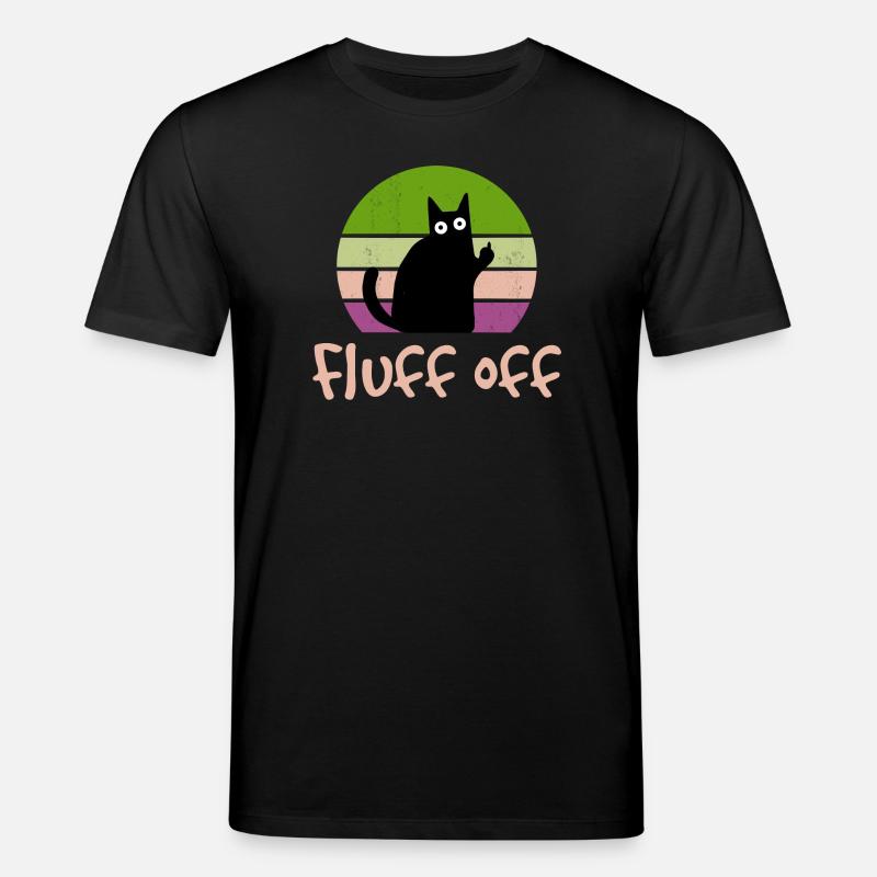 Katze Mittelfinger Fluff off lustig - Stanley/Stella Unisex Bio-T-Shirt CREATOR  - Schwarz