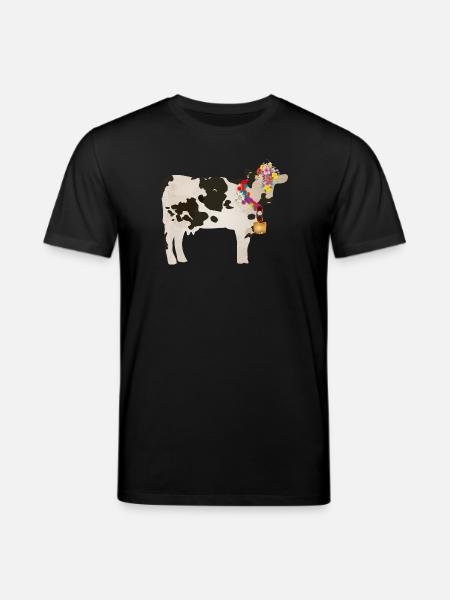 vache décorée avec cloche et décorations florales - T-shirt bio CREATOR Stanley/Stella Unisexe - noir
