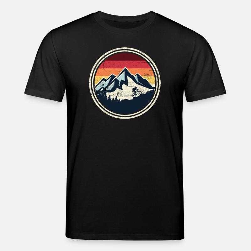 Retro Ridge Mountain Biker Silhouette - Stanley/Stella Unisex Bio-T-Shirt CREATOR  - Schwarz