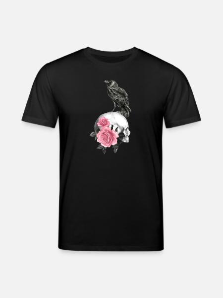 Skull with roses and raven - Stanley/Stella CREATOR Unisex Organic T-Shirt - black