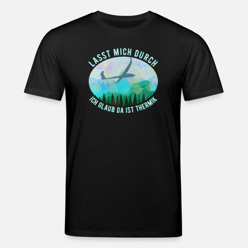 Modell Segelflugzeug Landschaft Retro Blau - Stanley/Stella Unisex Bio-T-Shirt CREATOR  - Schwarz