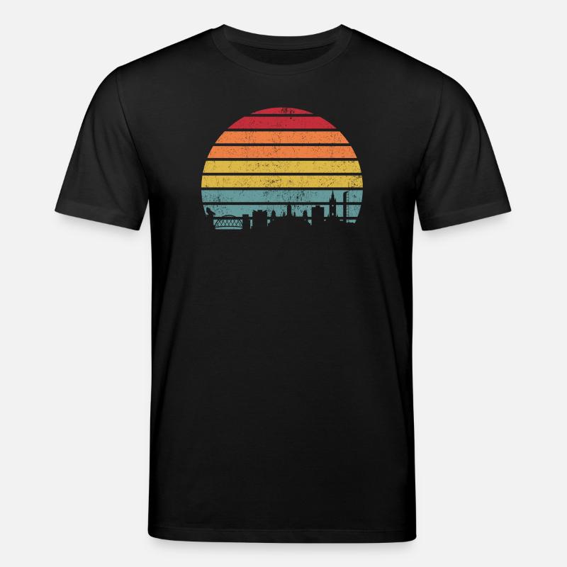 Retro-Sonnenuntergangs-Skyline-Silhouette - Stanley/Stella Unisex Bio-T-Shirt CREATOR  - Schwarz