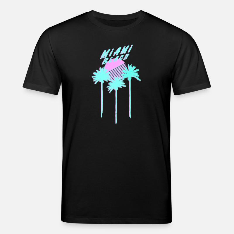 Miami Beach 80's Retro Palmen - Stanley/Stella Unisex Bio-T-Shirt CREATOR - Schwarz