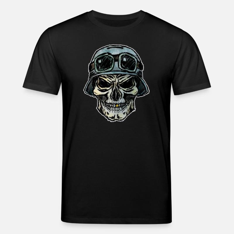 Crazy Biker Totenkopf mit Helm - Stanley/Stella Unisex Bio-T-Shirt CREATOR  - Schwarz