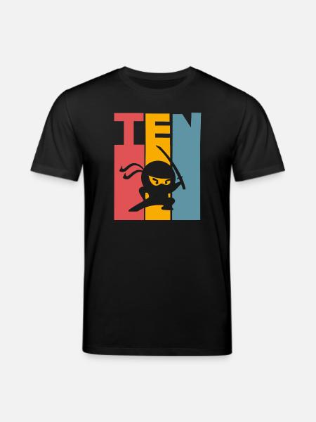 Ninja 10th Birthday Kids - Stanley/Stella CREATOR Unisex Organic T-Shirt - black
