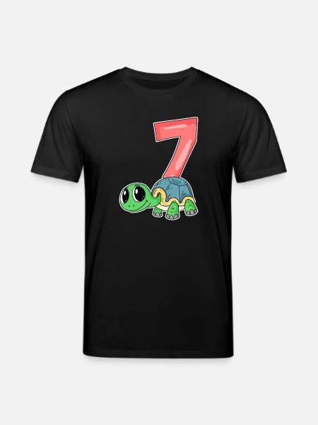 7 years old - 7th birthday - turtle motif - Stanley/Stella CREATOR Unisex Organic T-Shirt - black