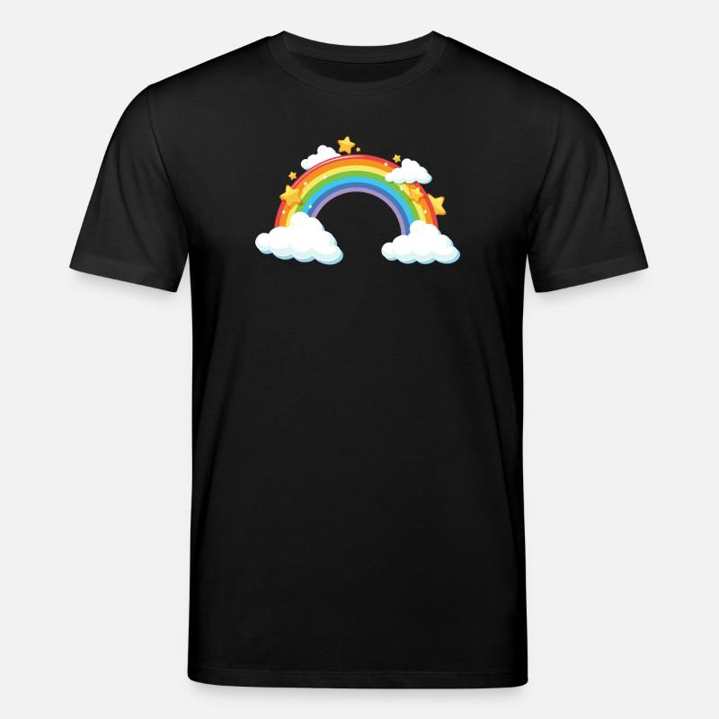 Regenbogenbogen mit Wolken und Sternen - Stanley/Stella Unisex Bio-T-Shirt CREATOR  - Schwarz