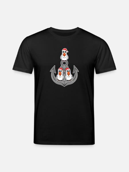 Seagull Anchor Christmas - Stanley/Stella CREATOR Unisex Organic T-Shirt - black