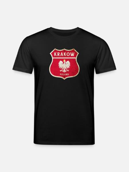 Krakow Poland Coat of Arms Flags Design - Stanley/Stella CREATOR Unisex Organic T-Shirt - black