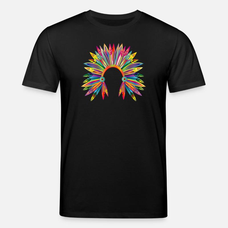 kunterbunter Kopfschmuck eines Häuptlings - Stanley/Stella Unisex Bio-T-Shirt CREATOR  - Schwarz