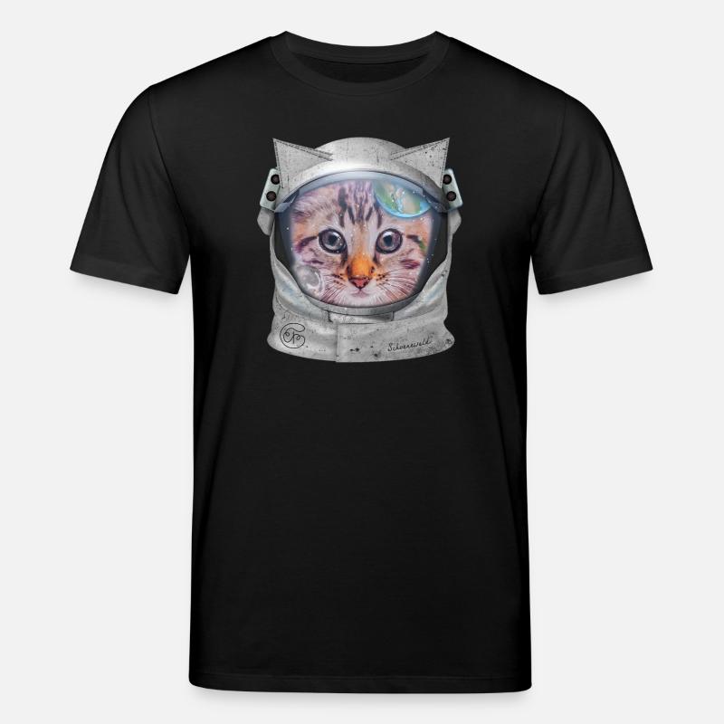Katze im Weltraum - Stanley/Stella Unisex Bio-T-Shirt CREATOR  - Schwarz