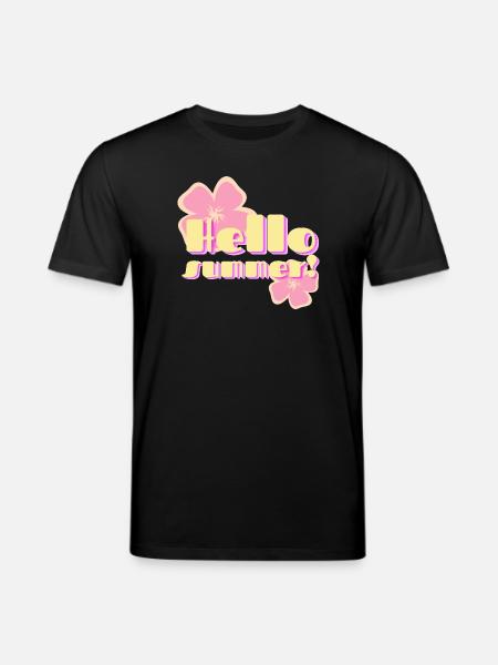 Hello Summer Retro Pastel Flowers - Stanley/Stella CREATOR Unisex Organic T-Shirt - black