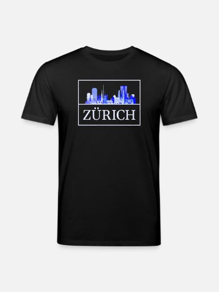 Zurich Skyline Blue Silhouette - Stanley/Stella CREATOR Unisex Organic T-Shirt - black
