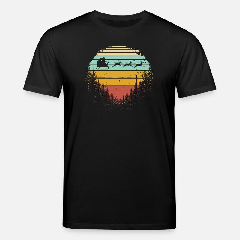 Retro-Schlittenhunde in Sunset Pines - Stanley/Stella Unisex Bio-T-Shirt CREATOR  - Schwarz