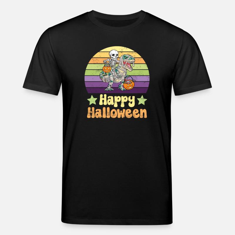 Squelette d’Halloween sur Dinosaur T-Rex - T-shirt bio CREATOR Stanley/Stella Unisexe - noir