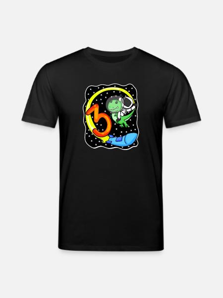 Junge 3 Jahre alt Dinosaurier Astronaut - Stanley/Stella Unisex Bio-T-Shirt CREATOR - Schwarz