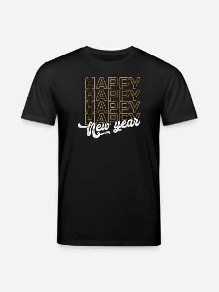 Golden Happy New Year Neon Script - Stanley/Stella CREATOR Unisex Organic T-Shirt - black