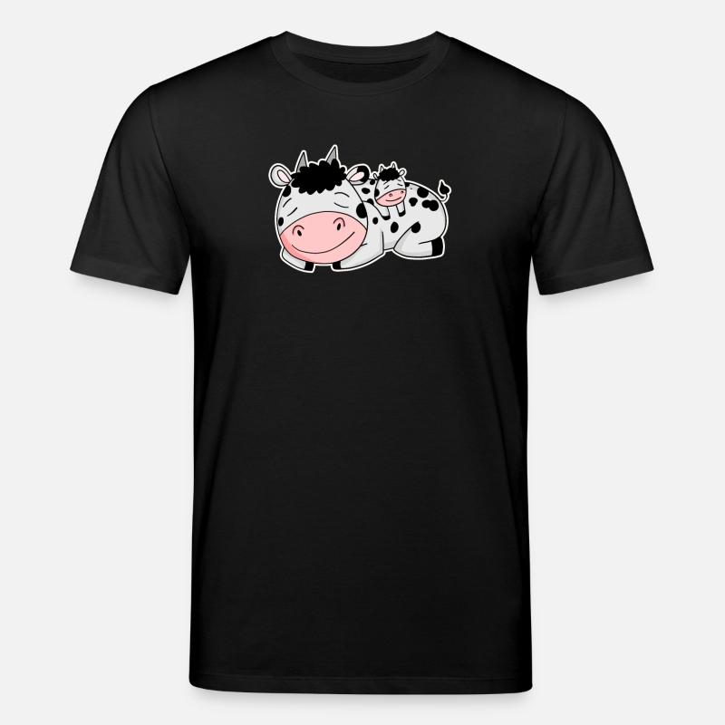 Kuh mit Baby Kuh - Stanley/Stella Unisex Bio-T-Shirt CREATOR  - Schwarz